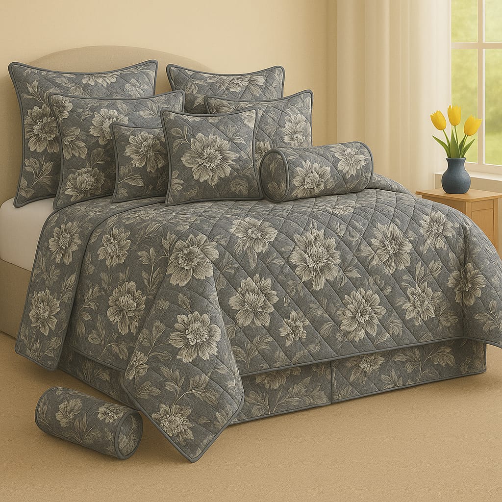 Charcoal Leaf 9-Piece Comforter Set